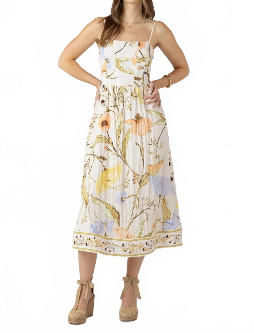 NEW DEX smocked midi dress in vintage garden